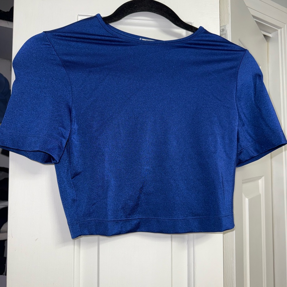 Wolford Women’s Blue Crop Top - Classic Short Sleeve